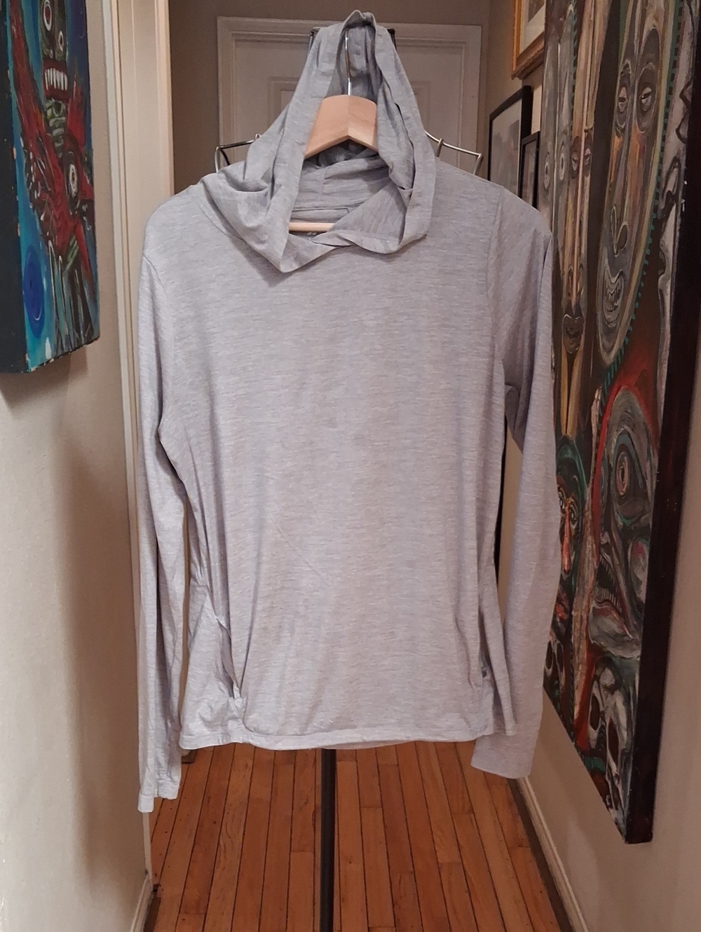 Light Gray Hooded Long Sleeve Top